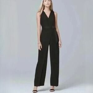 NWT WHBM Black Crepe Wide Leg Jumpsuit - Sleeveless - V-Neck - Size 2